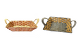 Rectangular Woven Fruit Gift Basket with Handles 29.5 x 23 x 7cm Assorted Colours 7986