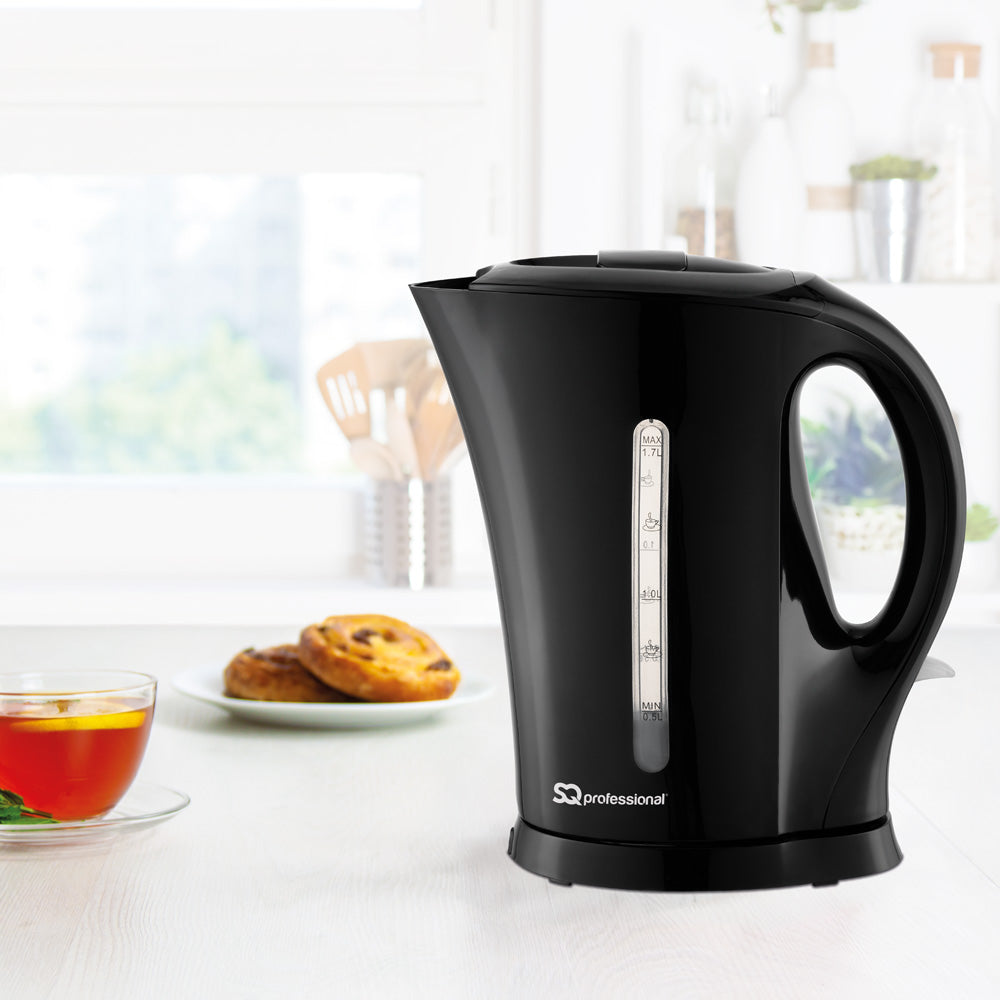 SQ Professional Aquen Plastic Kettle 1.7 Litre 2200W Black 7988
