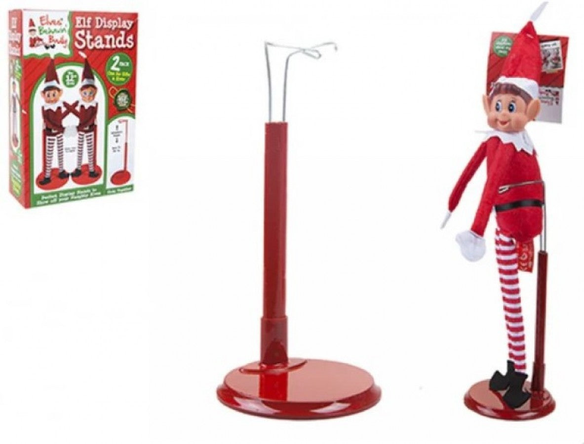 500037 2PCE Adjustable Stand For 12" Elf Dolls In Printed Box