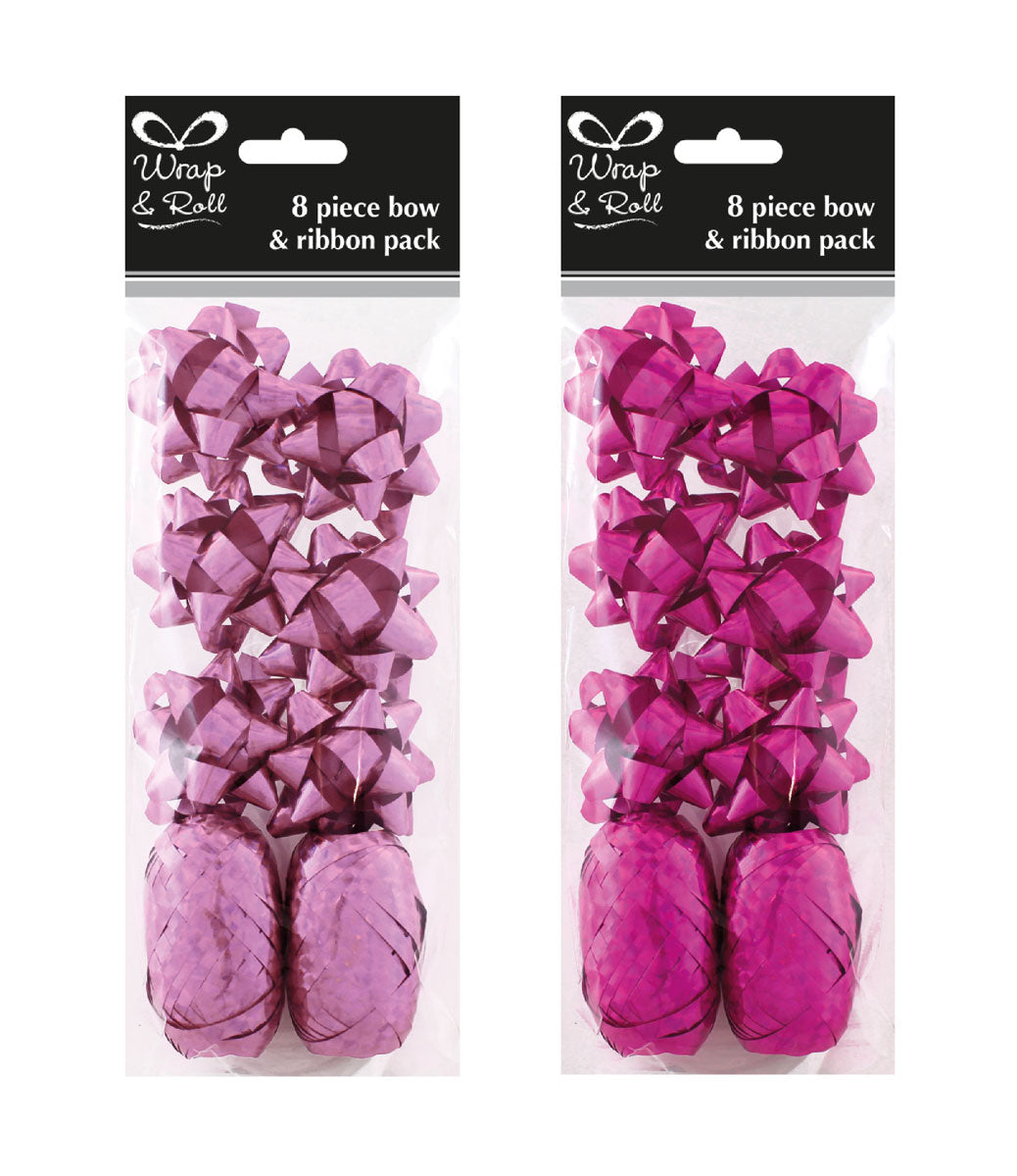 8 Pcs Pink Bow Ribbon