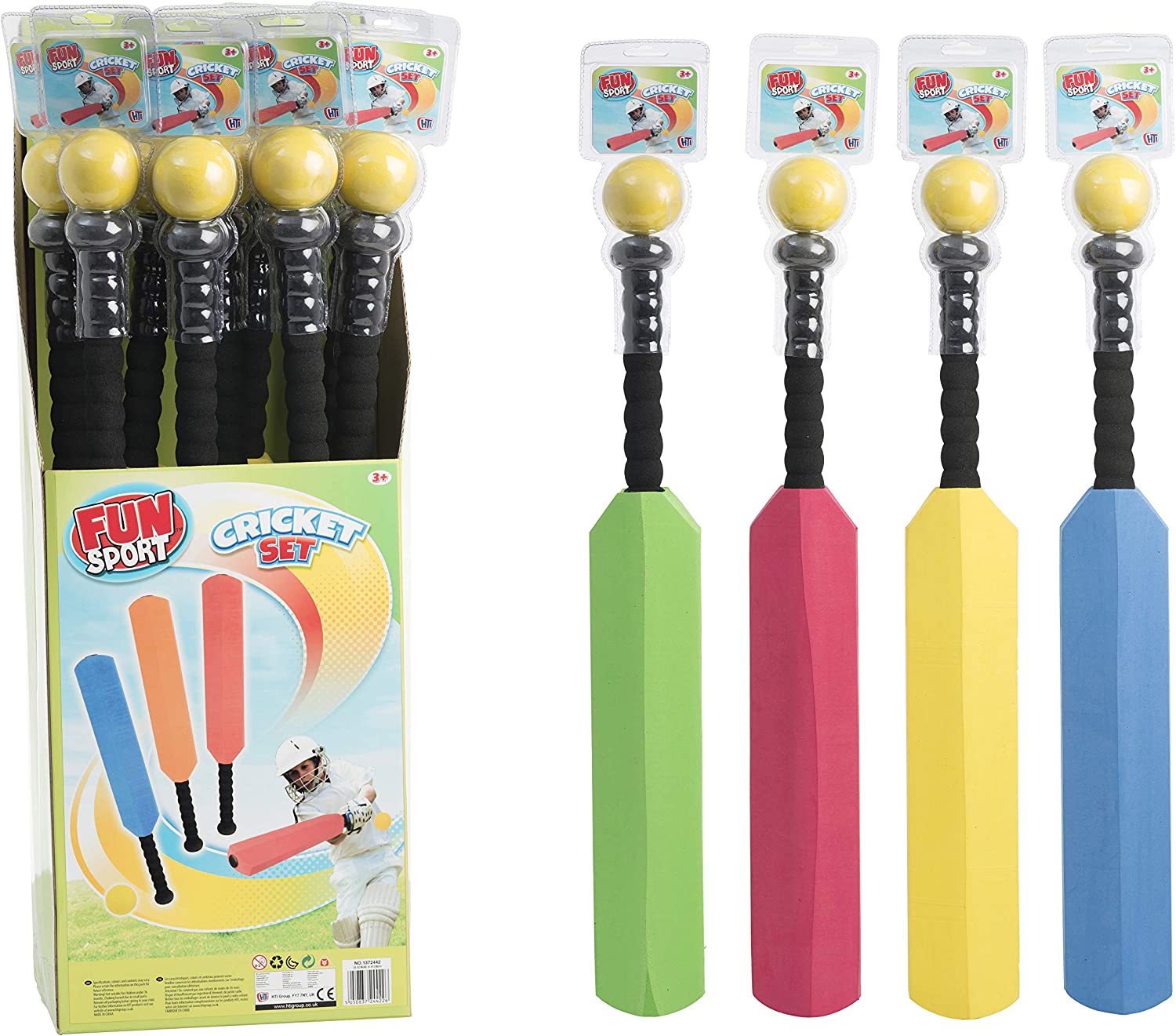Children's Foam Cricket Set with Bat &amp; Ball – Assorted Colours, SKU 1373245