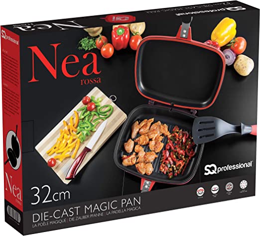SQ Professional Nea Diecast Double Sided Magic Pan 32cm Rossa Red 4680