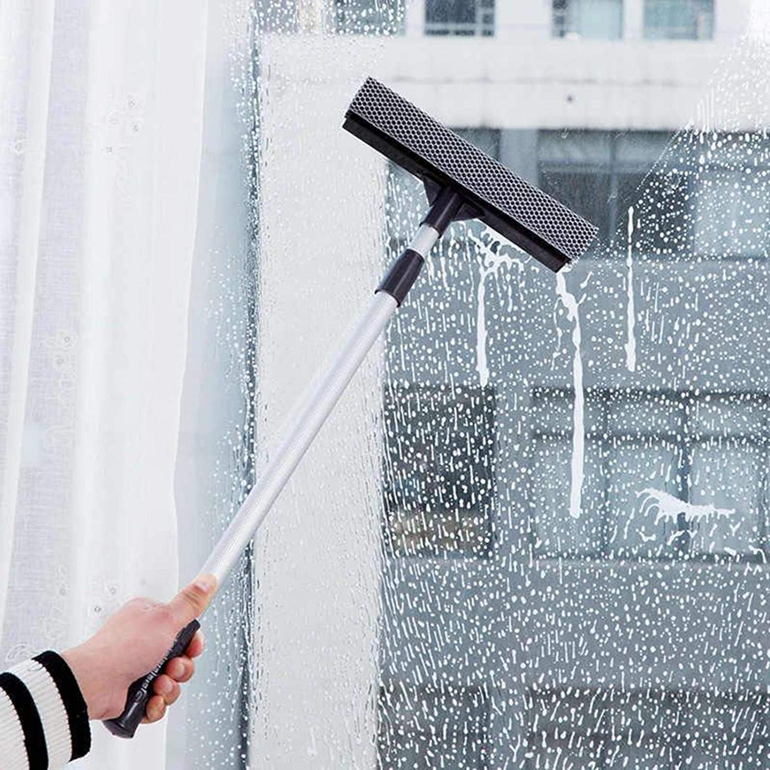 Dual Plastic Bathroom Window Wiper Squeegee and Sponge 61 cm 6972 A
