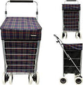 Strong Shopping Trolley Square Tartan Print Design 4/6 Wheels Assorted Colours 5990