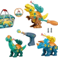 333-138 Dinosaur Assemble In A Bucket With Electric Drill &amp; Screwdriver