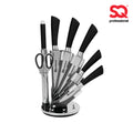 SQ Professional Stainless Steel Kitchen Knife Set of 8 Black 8742