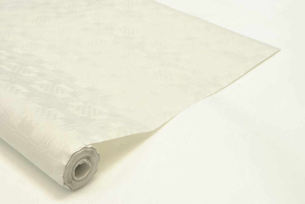 Eco Disposable Paper Table Banquet Roll White Damask 50 x 1.2m 895003