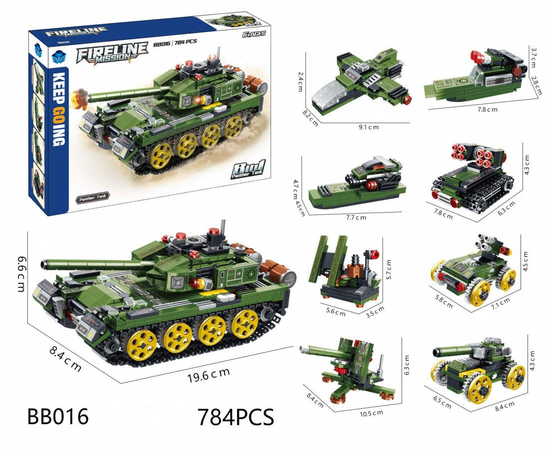 BB016 Military Battle Tank 99A Series - 8-in-1 Army Building Blocks Kit