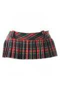 Crazy Chick Adult Full Pleated Chick Dark Green Red Tartan Skirt (9 Inches)