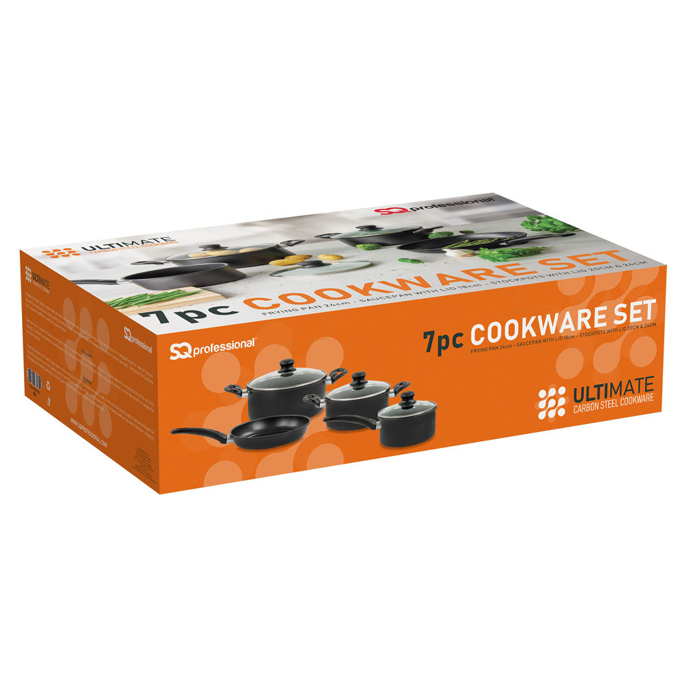 SQ Professional Carbon Steel Ultimate Cookware Pan Set of 7 9166
