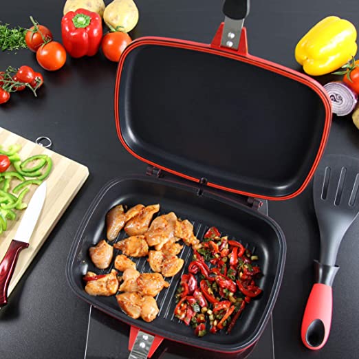SQ Professional Nea Diecast Double Sided Magic Pan 32cm Rossa Red 4680
