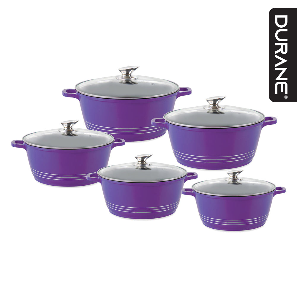 Durane Die Cast Stock Pot Set of 5 Purple 20 - 32 cm 9319