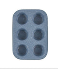 Metal Muffin Cupcake Baking Tray 6 Cups 26 x 18 x 3 cm Speckled Grey 8184