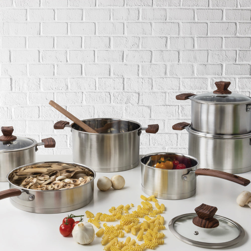 SQ Professional Lustro Touch Stainless Steel Cookware Set of 6 Brown 9965
