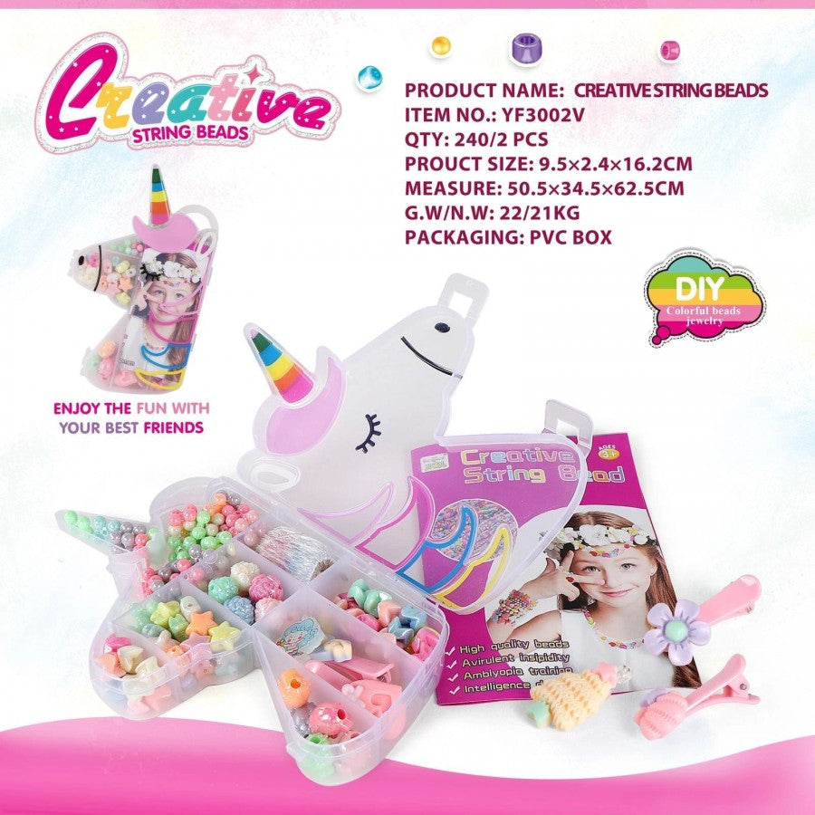 3002V Beads With Accessories Unicorn Shaped Box (6 Different Bead Designs)