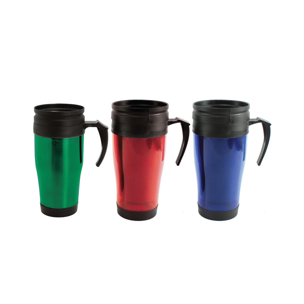 SQ Professional Car Coffee Tea Travel Mug with Handle 450ml Assorted Colours 0045 / 9995