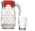 Kitchen Glassware 7 Pack Clear Glass Beverage Space Set With Jug and Lid 1.6 Litre 98678 A