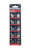 Konnect 10 Pack Alkaline Batteries 1.5v - AG13 - LR44 - AG76