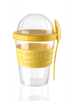 TTZ Plastic Take And Go Yoghurt Muesli Granola Cup with Dome Top 600ml Assorted Colours AP9199