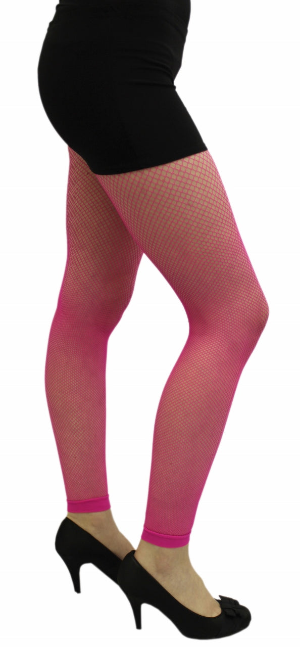 Crazy Chick Adult Neon Pink Fishnet Footless Tights