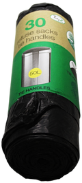 Refuse Sacks Bin Bags with Tie Handles 50L Roll of 30 B0035 (Parcel Rate)p