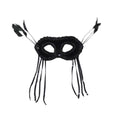 Black Sequin Eye Mask with Feathers