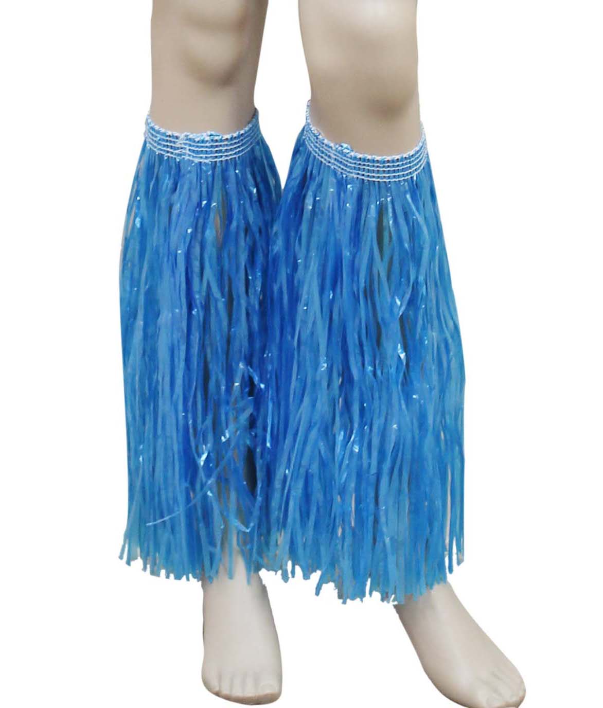 Blue Hawaiian Hula Straw Leg Cuffs