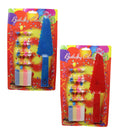 Happy Birthday Cake Candle Set with Plastic Cake Knife Server 24 Pack Assorted Colours 5292