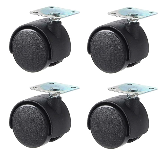 Plastic Round Wheels 1" Pack of 4 Black 6906