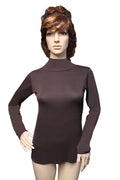 Chocolate Brown Poloneck Long Sleeves Top