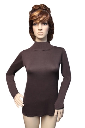 Chocolate Brown Poloneck Long Sleeves Top