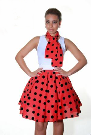Crazy Chick Adult Red Black Polka Dot Skirt (18 Inches)
