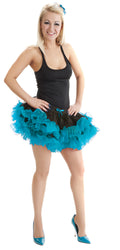 Crazy Chick Adult 2 Layers Black Turquoise Short Ruffle Tutu Skirt