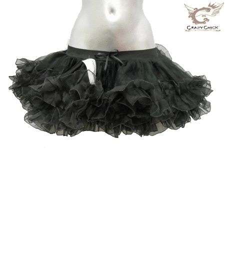 Crazy Chick Adult Black Burlesque Ruffle Tutu Skirt