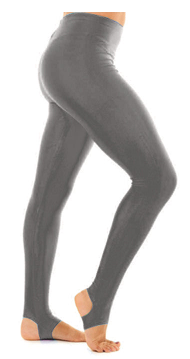 Crazy Chick Girls Shiny Dark Grey Stirrup Leggings