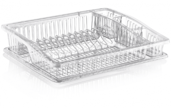 Transparent Step Dish Drainer Rack with Tray D07106