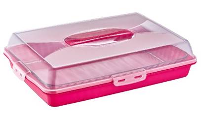 Plastic Cake Pastry Party Brownie Tray Storage Carry Box with Cover 45 x 30 x 10 cm Assorted Colours D30307