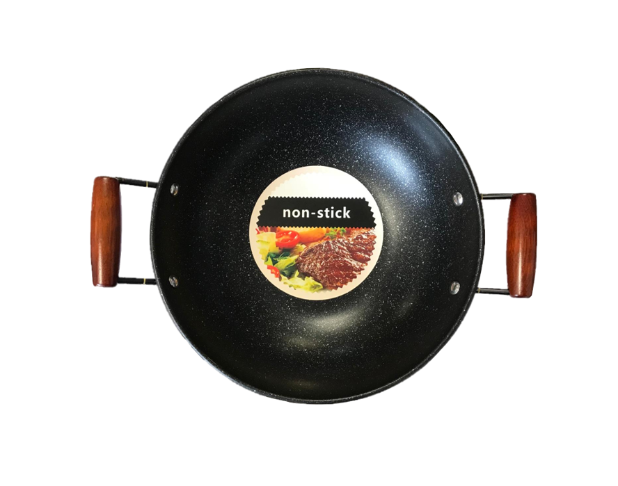 Double Handled Non Stick Wok 34cm Speckled Back DL9111