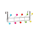 Metal Coat 10 Hook Door Hanger Rack with Coloured Hooks 40cm 0883 A