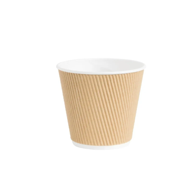 Brown Ripple Paper Coffee Tea Cups 4oz / 120ml Pack of 25 EC0973