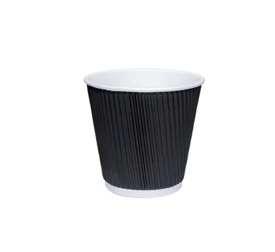 Black Ripple Paper Coffee Tea Cups 4oz / 120ml Pack of 25 EC0980
