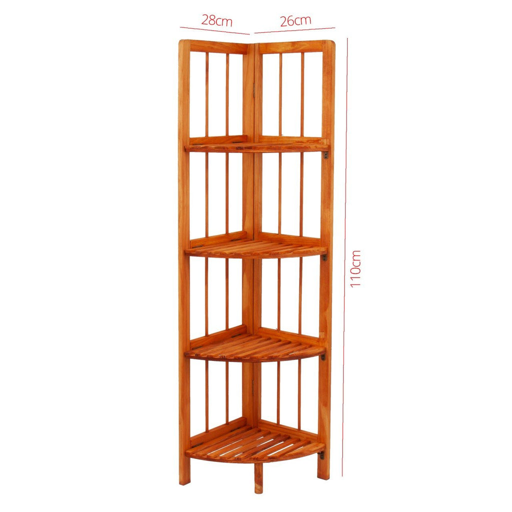 Wooden Corner Rack Maple 4 Tier 28cm x 26 x 110cm 8788