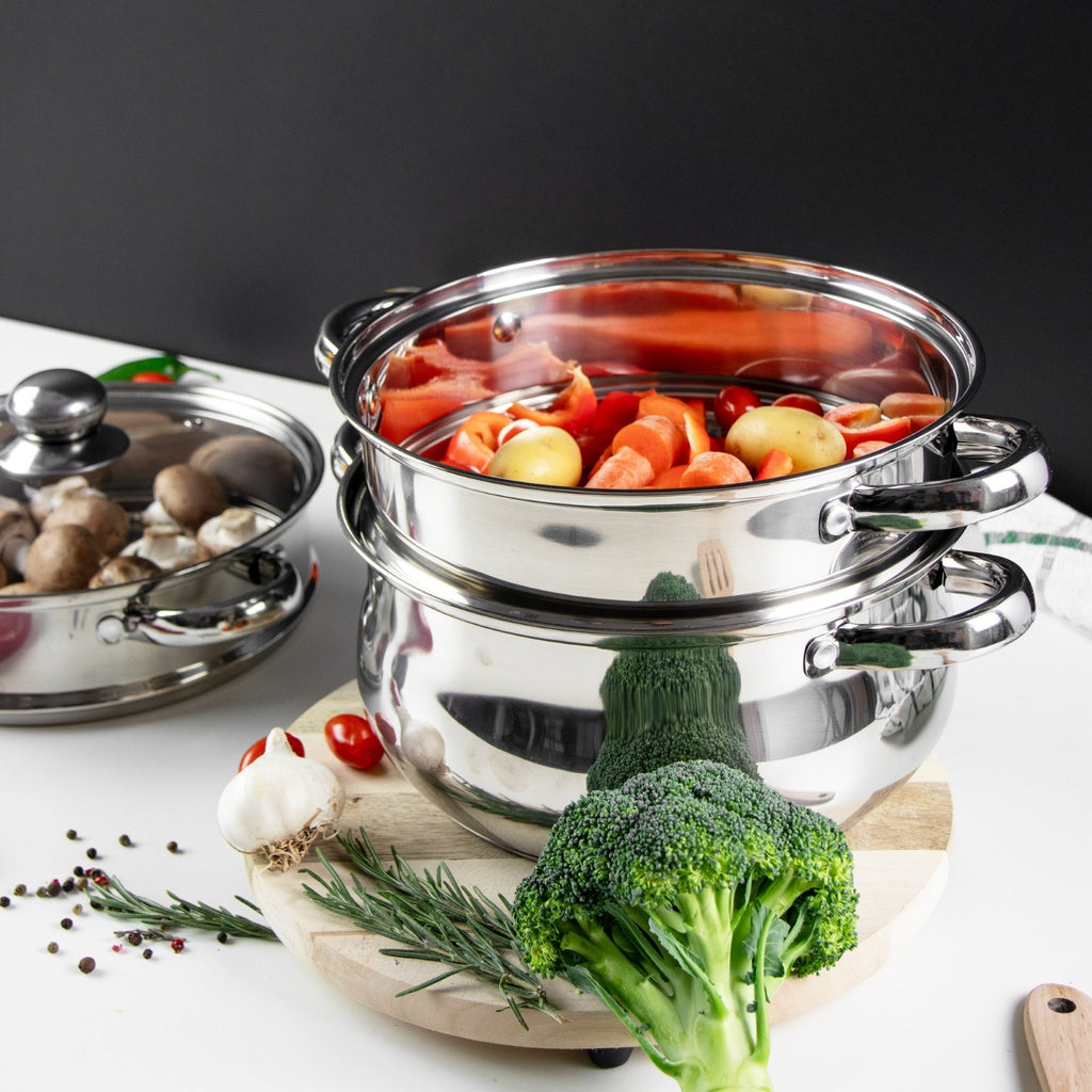 SQ Professional Lustro Stainless Steel Steamer 3 Tier 24 cm 4.5L 7494