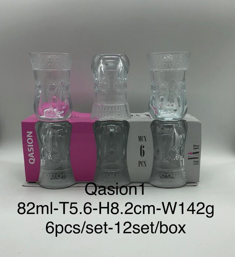 Qasion1 Tea Glass 82ml Set of 6 6018 (Parcel Plus Rate)