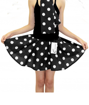 Crazy Chick Girls Black White Polka Dot Skirt