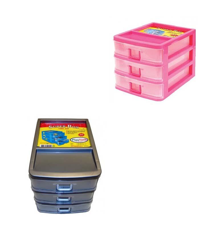 Plastic Sewing Storage with 3 Drawers 20 x 18.5 x 26 cm Assorted Colours H0110