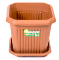 N0. 3 Plastic Square Plant Indoor Outdoor Garden Plant Pot with Base 16 x 14cm H2480
