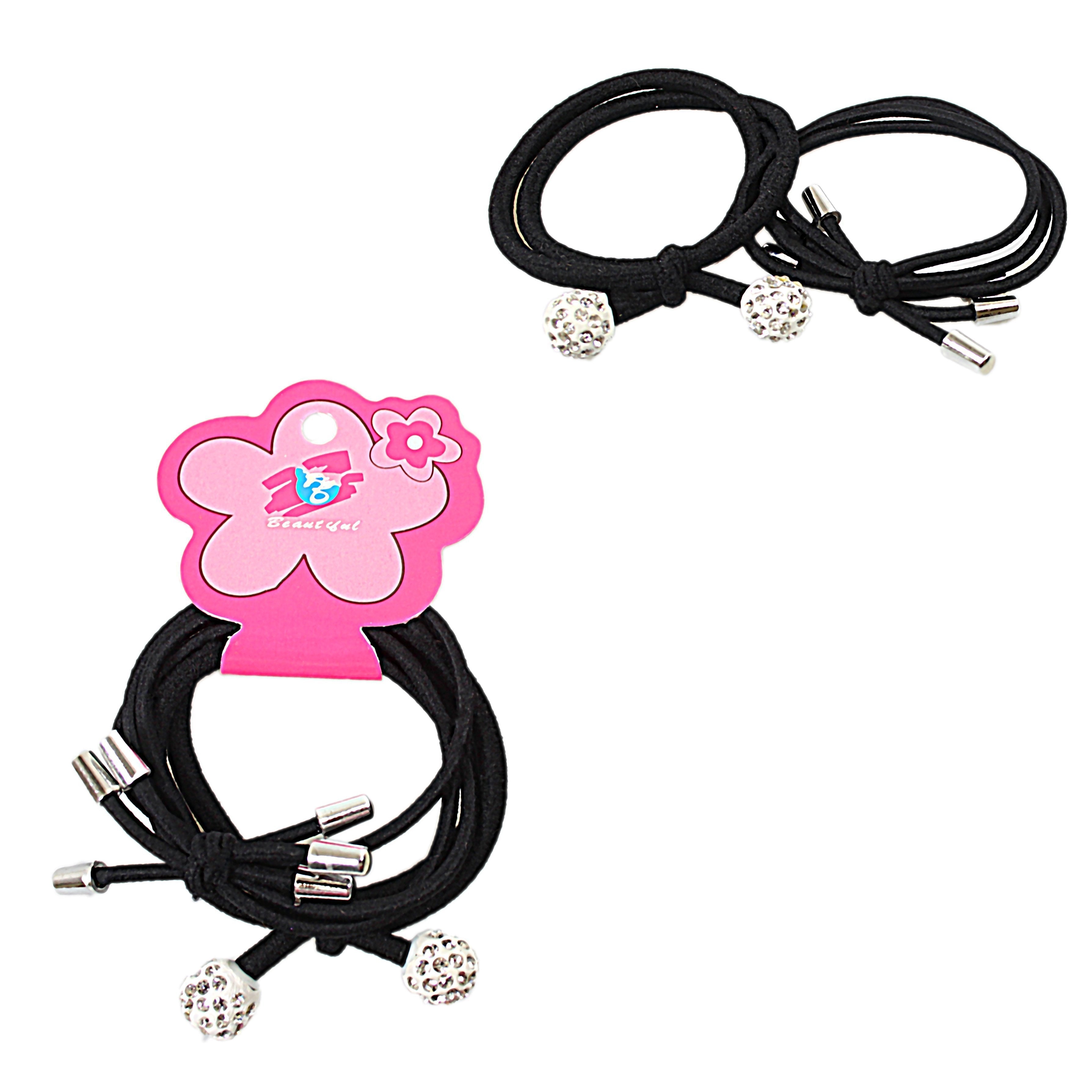 Black Hair Bands Elastics Bead Design 4460