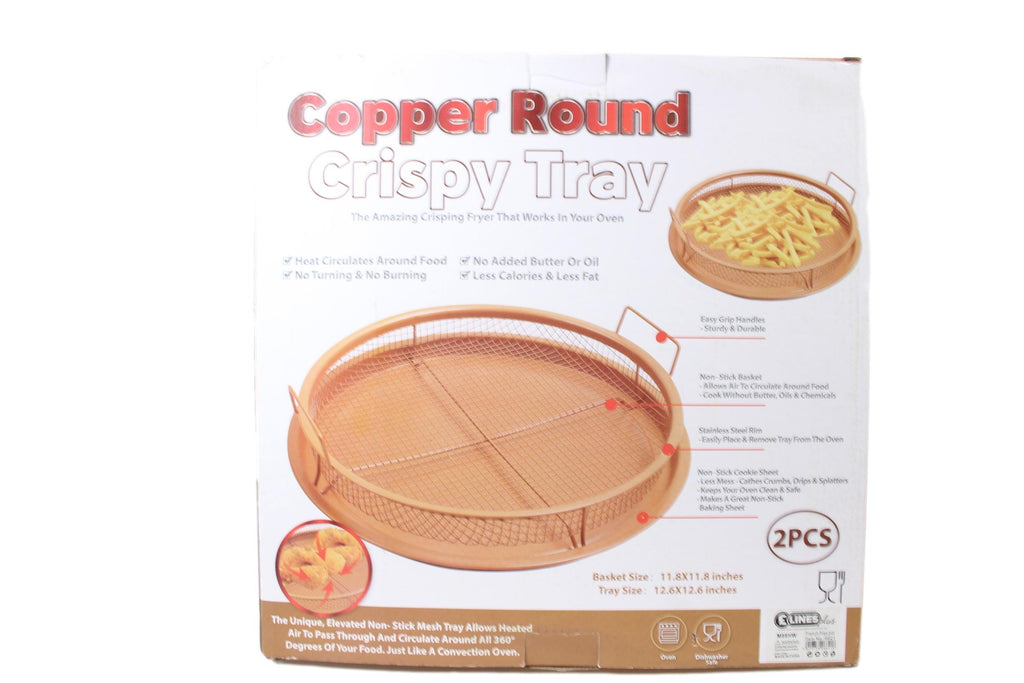 Round Copper Crispy Oven Tray Set of 2 30 x 5 cm 6621