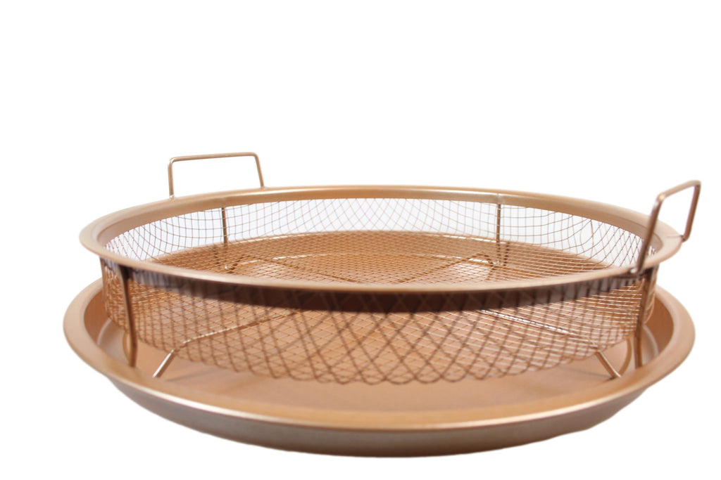Round Copper Crispy Oven Tray Set of 2 30 x 5 cm 6621